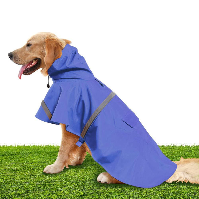[Australia] - NINEMAX Bule Dogs Raincoat Medium, Adjustable Stylish Dog Hoodie Poncho with Safety Reflective Strip Design for Medium Large Dogs (M) Blue 