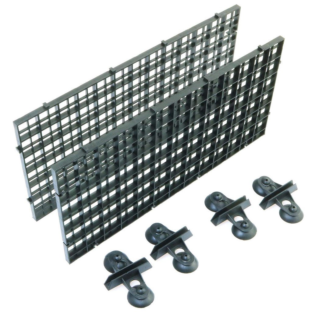 LQ Industrial Aquarium Bottom Isolation 2PCS Black Fish Tank Grid Divider Tray Egg Crate Louvre with 4PCS Sucker Clips for Mixed Breeding - PawsPlanet Australia