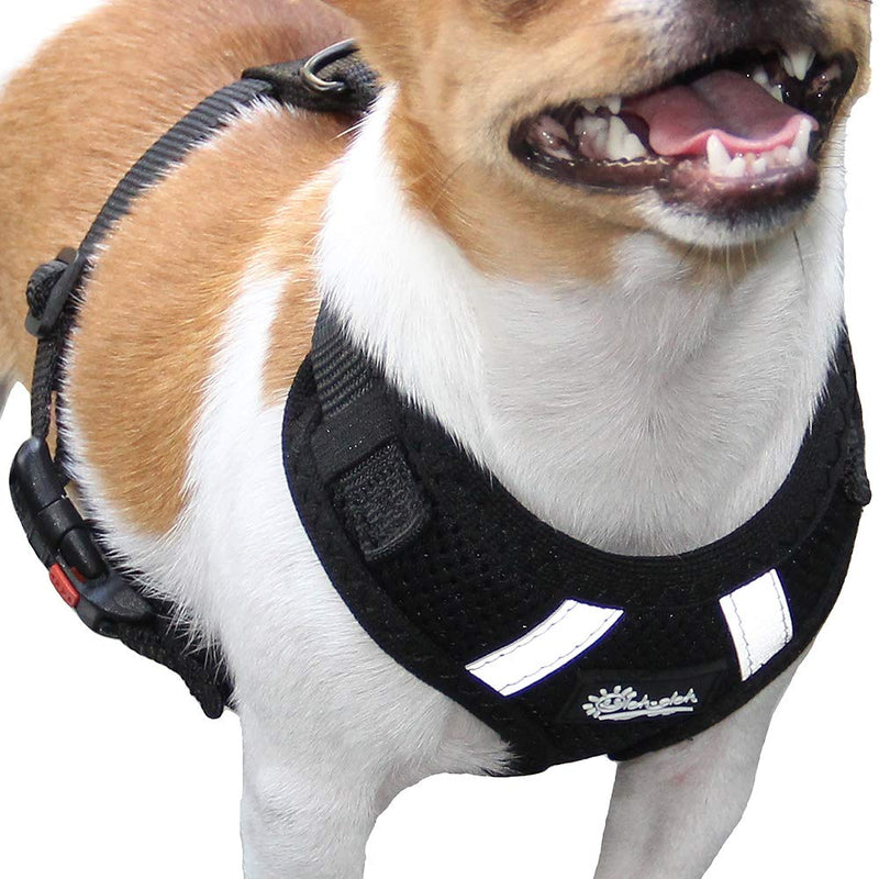 [Australia] - Adjustable and Comfortable Step-in Air Pet Harness for Small or Medium Dogs and Cat by Oleh-Oleh (XS, Black) XS 