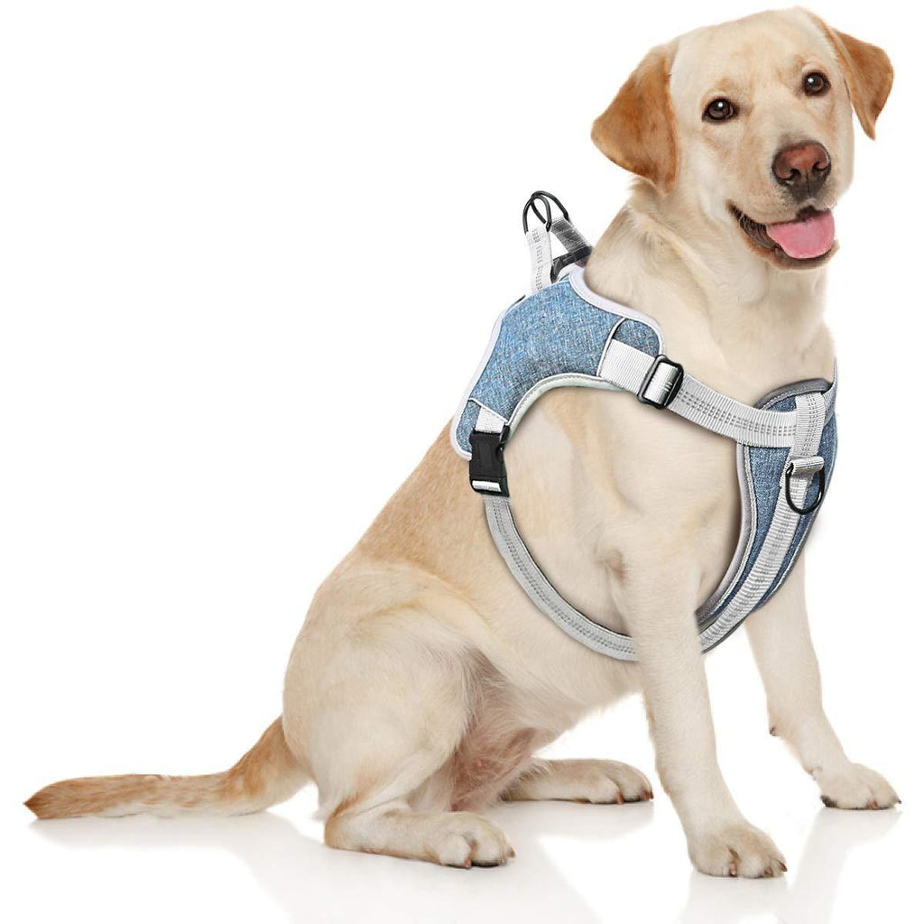 [Australia] - TAMOWA No Pull Dog Harness, Walking Pet Harness with 2 Metal Rings, Breathable Chest Padded Mesh Adjustable Reflective Harnesses Easy Control Front Clip for Small Medium Large Dogs S Blue 