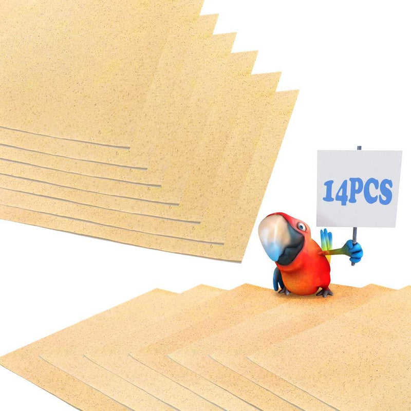 FLYING TIGER 14 PCS Gravel Paper for Bird cage, Penn Plax Calcium Plus Gravel Paper-16.5x11 Inch Gravel Paper Special for Bird Cage in sea Sand - PawsPlanet Australia