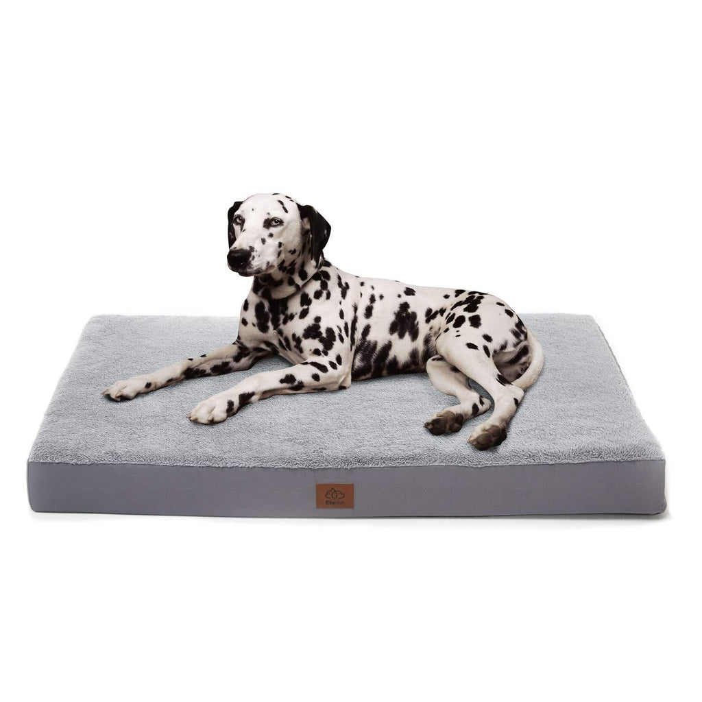 Eterish Orthopedic Dog Bed for Medium, Large Dogs, Egg-Crate Foam Dog Bed with Removable Cover, Pet Bed Machine Washable, Grey Flat - PawsPlanet Australia