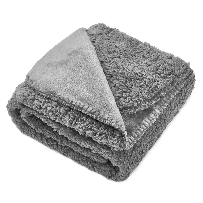 [Australia] - Topblan Waterproof Fluffy Fleece Dog Blanket Soft and Warm Pet Throw for Dogs & Cats, Double-Sided Premium and Plush Reversible Multi-Purpose Lightweight Pet Blanket Medium (30"x40") Grey 