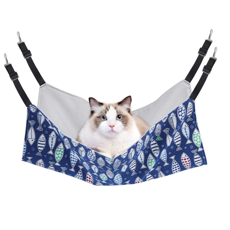 Cat Hammock Bed Comfortable Hanging Adjustable Pet Hammock Bed for Cats/Small Dogs/Rabbits/Other Small Animals blue - PawsPlanet Australia