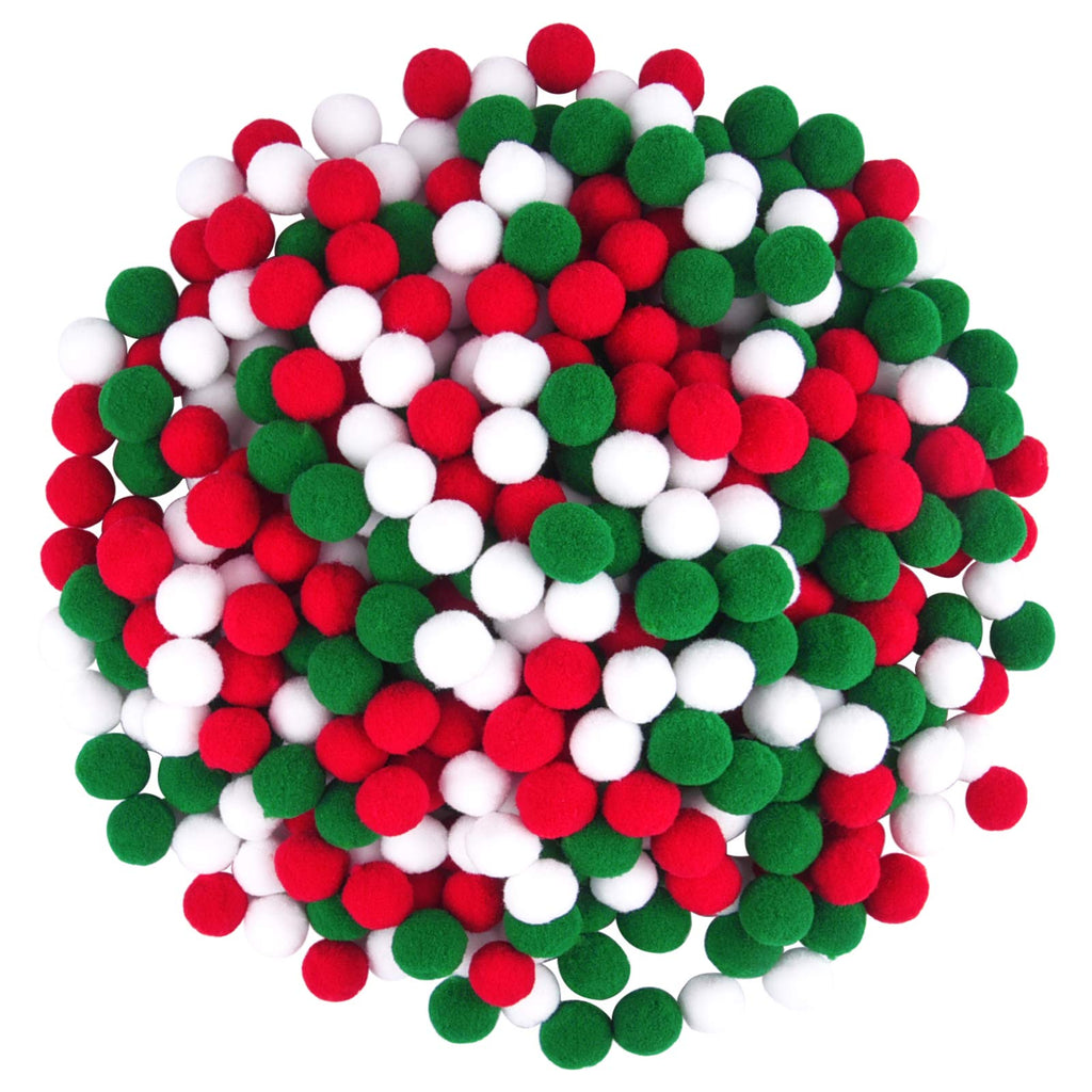Livder 450 Pieces 0.8 Inch Christmas Pom Poms, Red Green White Pompoms Balls for Xmas DIY, Creative Crafts Decorations - PawsPlanet Australia