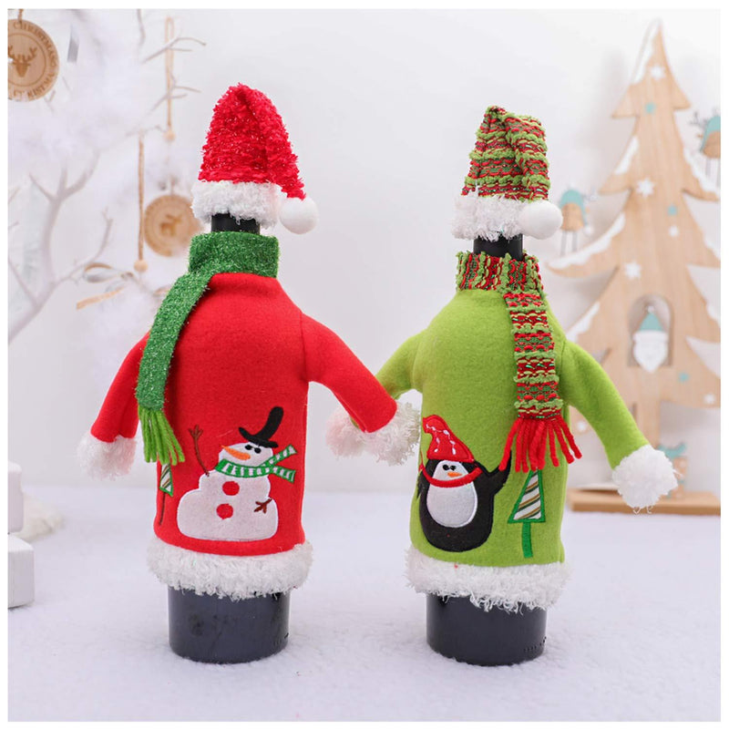 Christmas Wine Bottle Covers Snowman Wine Bottle Sweater Dress for Christmas Holiday Party Table Decorations SNOWMAN-1 - PawsPlanet Australia