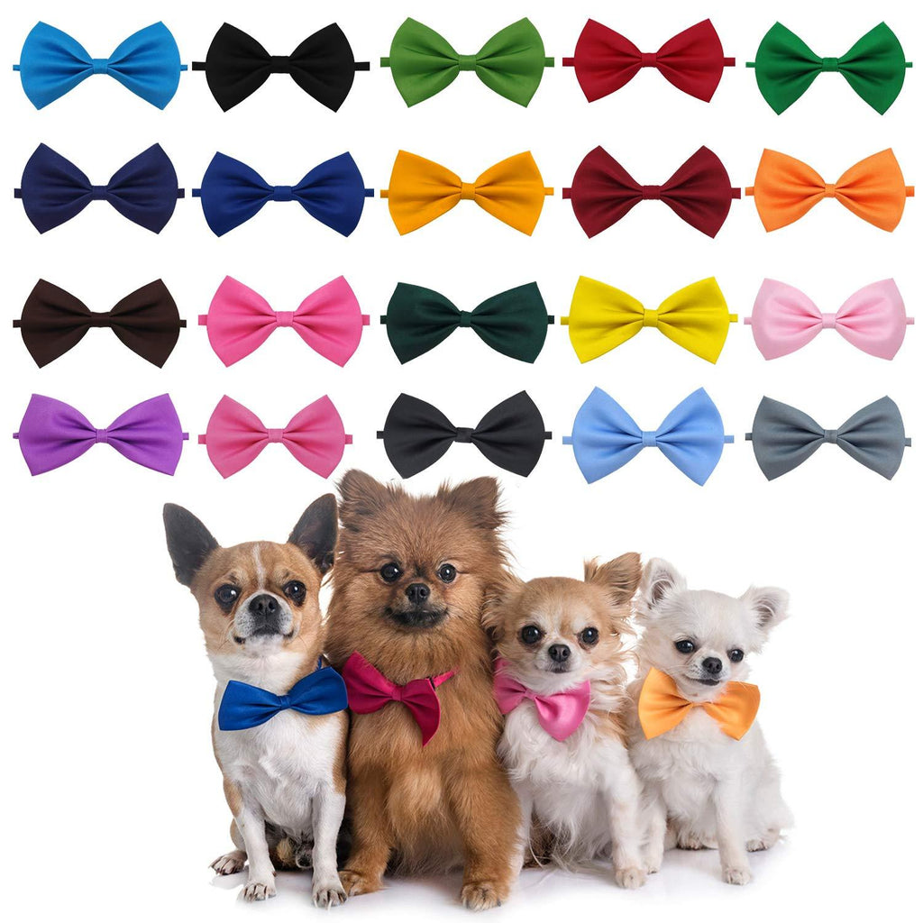 YUEPET 20pcs Pet Dog Bow Ties Collar,Adjustable Cat Bow Ties Dog Bowtie Collar Mix 20 Colors Solid Pet Collars for Small Medium Dog Cats Pets Grooming Accessories - PawsPlanet Australia