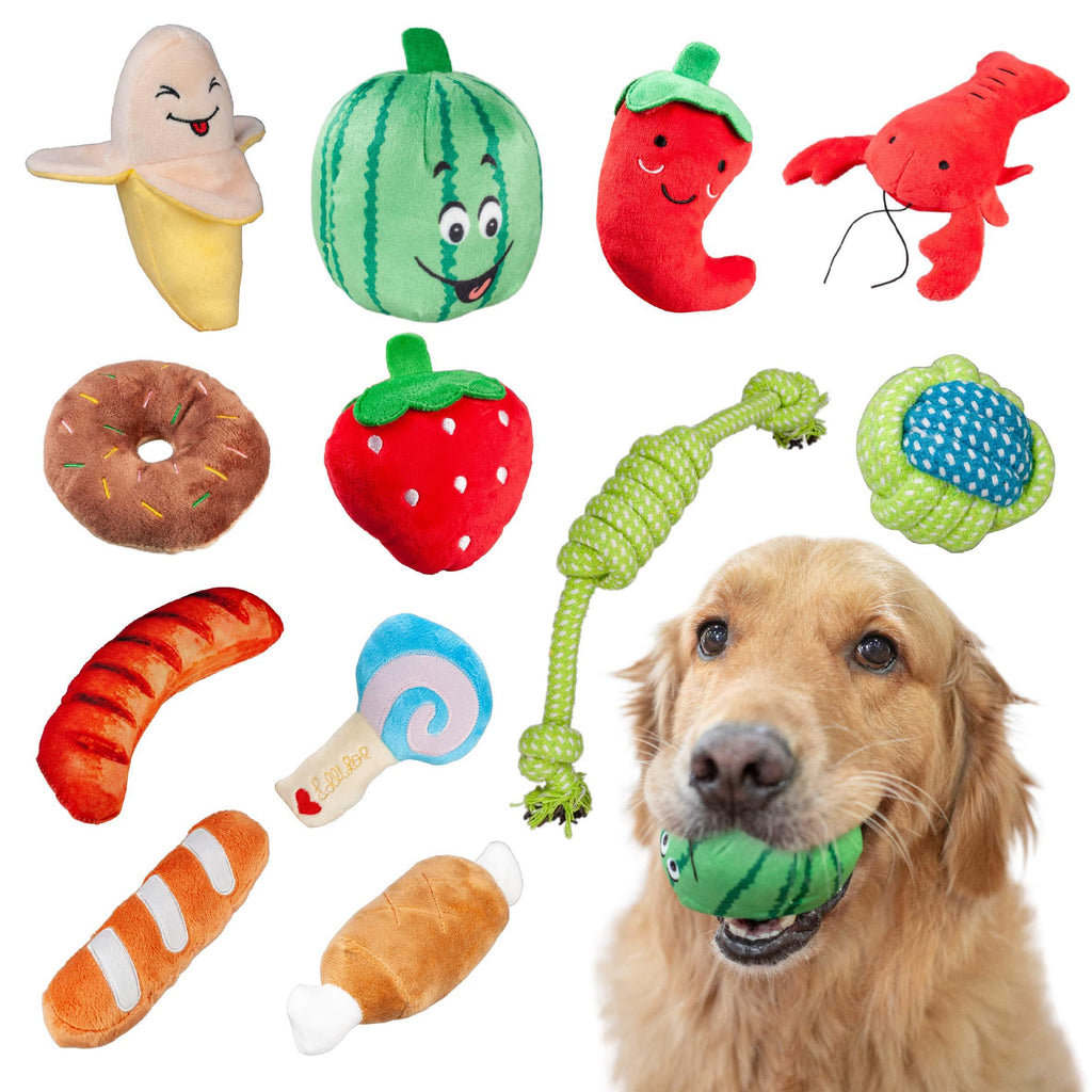 12 Pack Squeak Plush Dog Toys for Puppy Small Medium Large Dogs Playing Chewing - PawsPlanet Australia