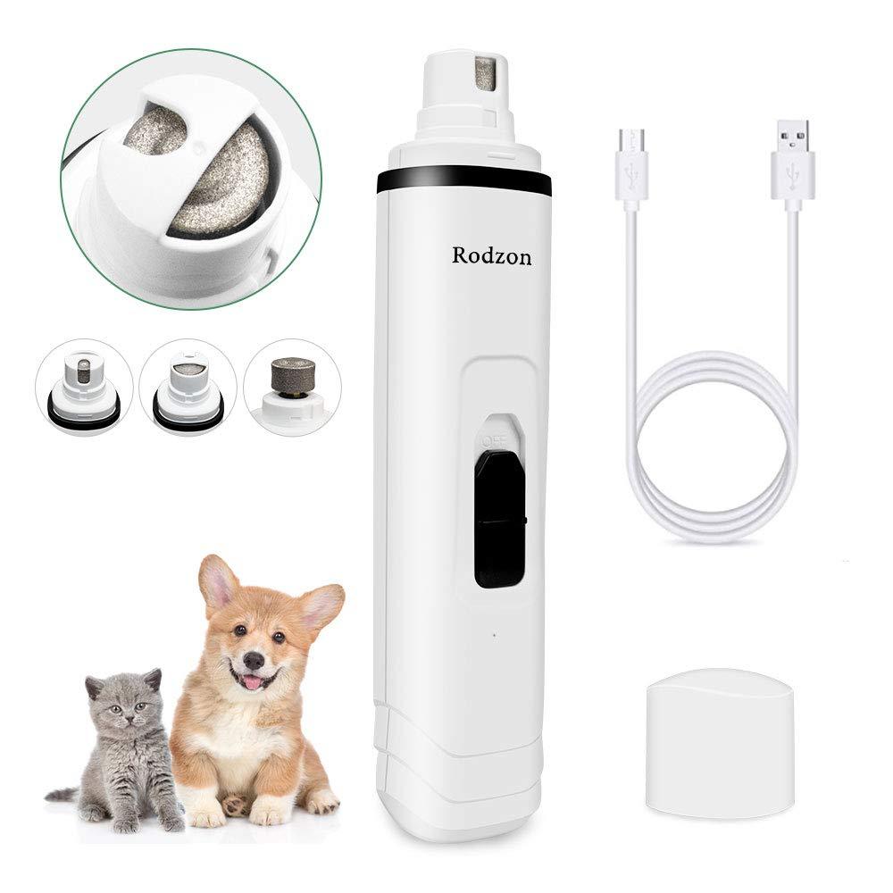 Rodzon Dog Nail Grinder, Professional 2-Speed Electric Rechargeable Pet Nail Trimmer 3 Ports Quiet Painless Paws Grooming Smoothing for Small Medium Large Dogs & Cats & Pets - PawsPlanet Australia