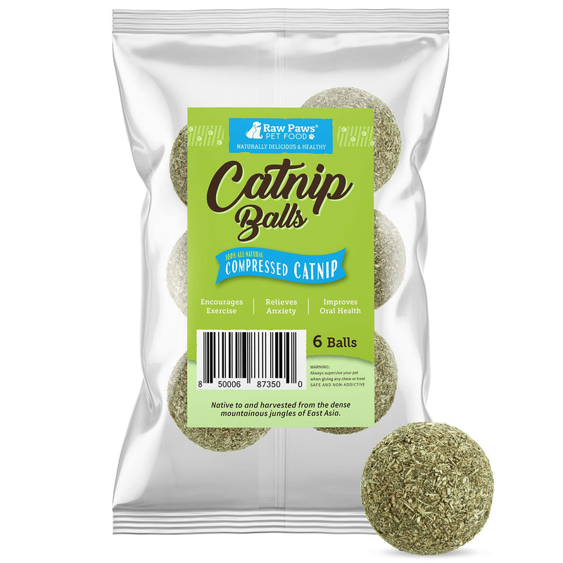 [Australia] - Raw Paws Compressed Catnip Ball Toy, 6 Pack - Catnip Toys for Indoor Cats - All Natural Catnip for Cats - Cat Toy Interactive Ball - Cat Kicker Toy Catnip Cat Toys - Cat Nip Kitty Toys - Cat Ball Toy 6-pack 