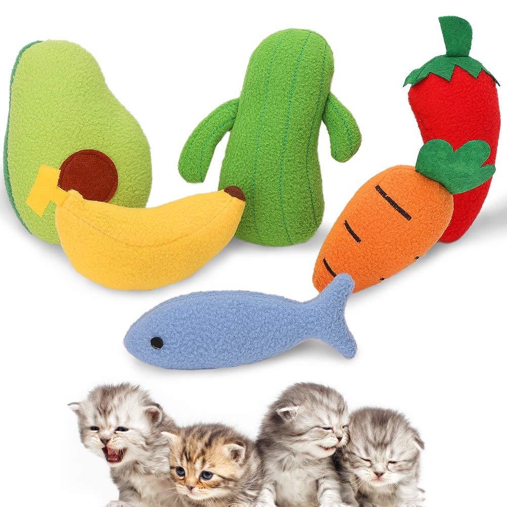 PAWCHIE Catnip Toys for Indoor Cats - 6 Pack Soft Interactive Cat Toys, Kitten Chew Toys with Natural Catnip Filled - PawsPlanet Australia