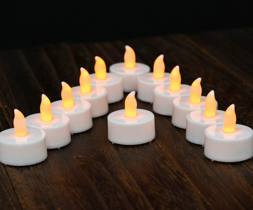 Flameless Led Tea Light Candles ,Pack of 12 Realistic and Bright Flickering Battery Operated Tea Lights for Seasonal and Festival Celebration,Electric Fake Candle in Warm Yellow - PawsPlanet Australia