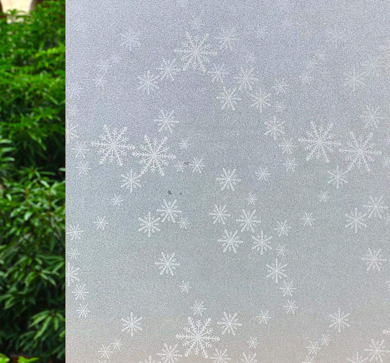 VSUDO 17.7" x 78.7" No Glue Static Cling Privacy Window Film, Snow Flower Pattern Home Decor Window Tint Sticker (9.69 sq. ft) 17.7" By 78.7" - PawsPlanet Australia