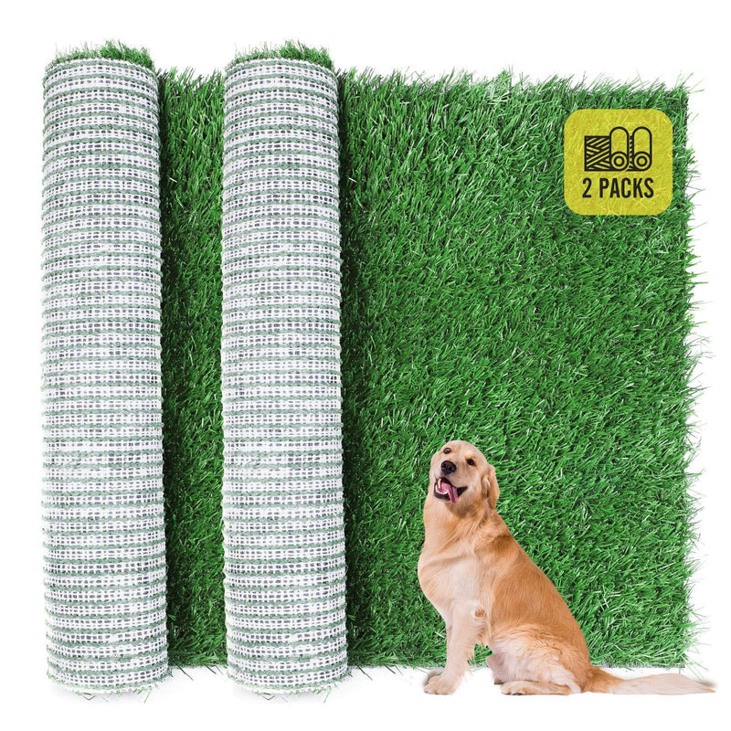 [Australia] - TSIANHUZY Dog Grass Pad, 2-Pack Portable Grass Pee Pads for Dogs Washable Professional Dog Grass Mat Training Grass Pee Pad for Indoor Outdoor Porches Apartments and Grass Turf Mat Replacement 14"x18" 