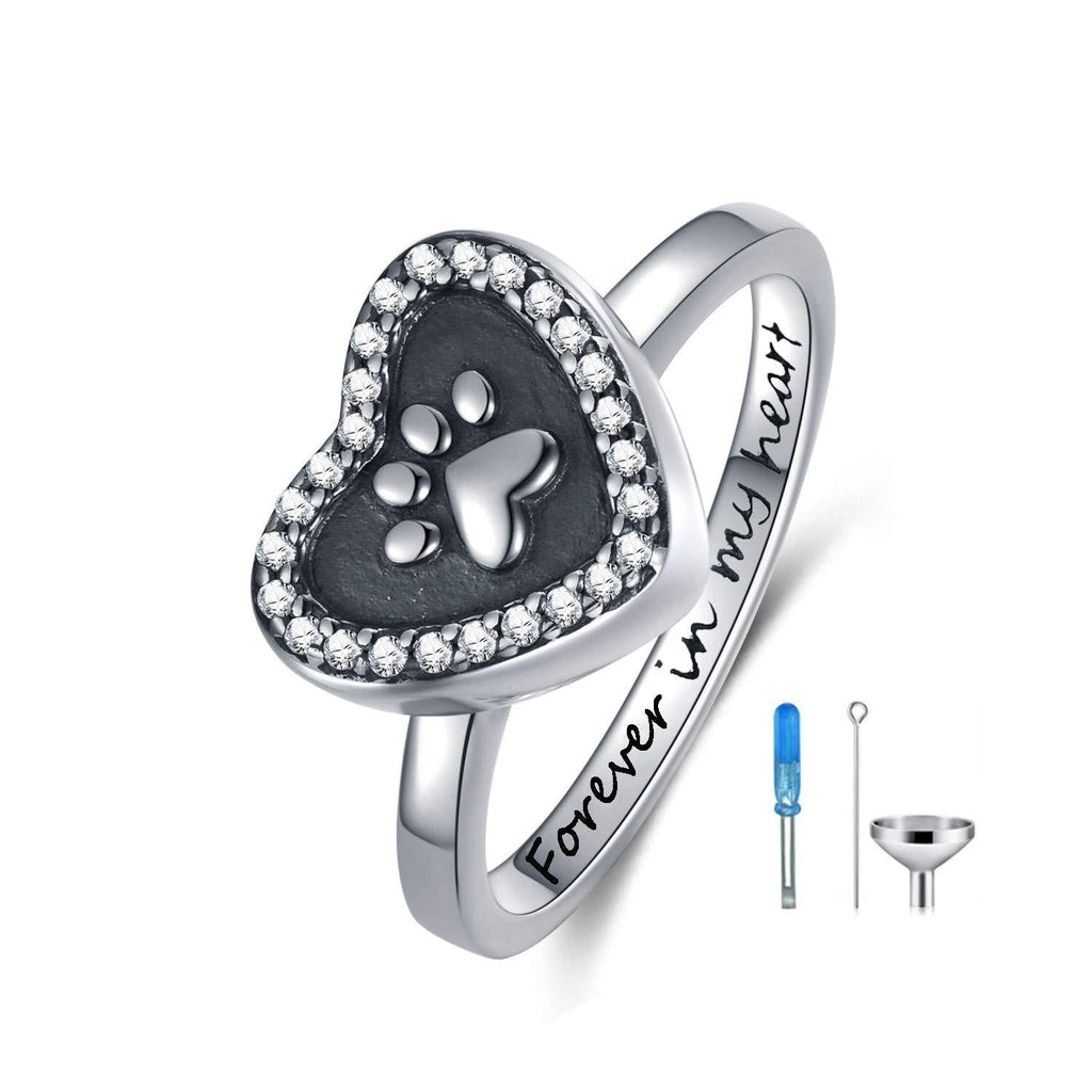 LONAGO Heart Urn Ring for Ashes Dog Cat Paw Ring Keepsake Cremation Jewelry for Women Girl silver 7 - PawsPlanet Australia