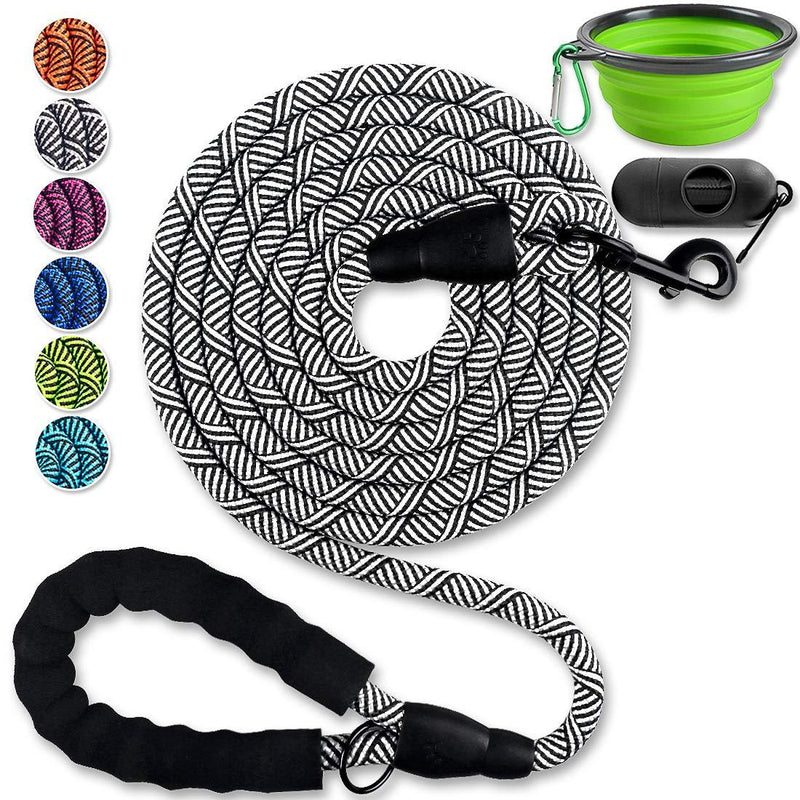 [Australia] - Paercute 10 FT Heavy Duty Dog Leash with Comfortable Padded Handle Reflective Dog leashes for Medium Large Dogs Black 