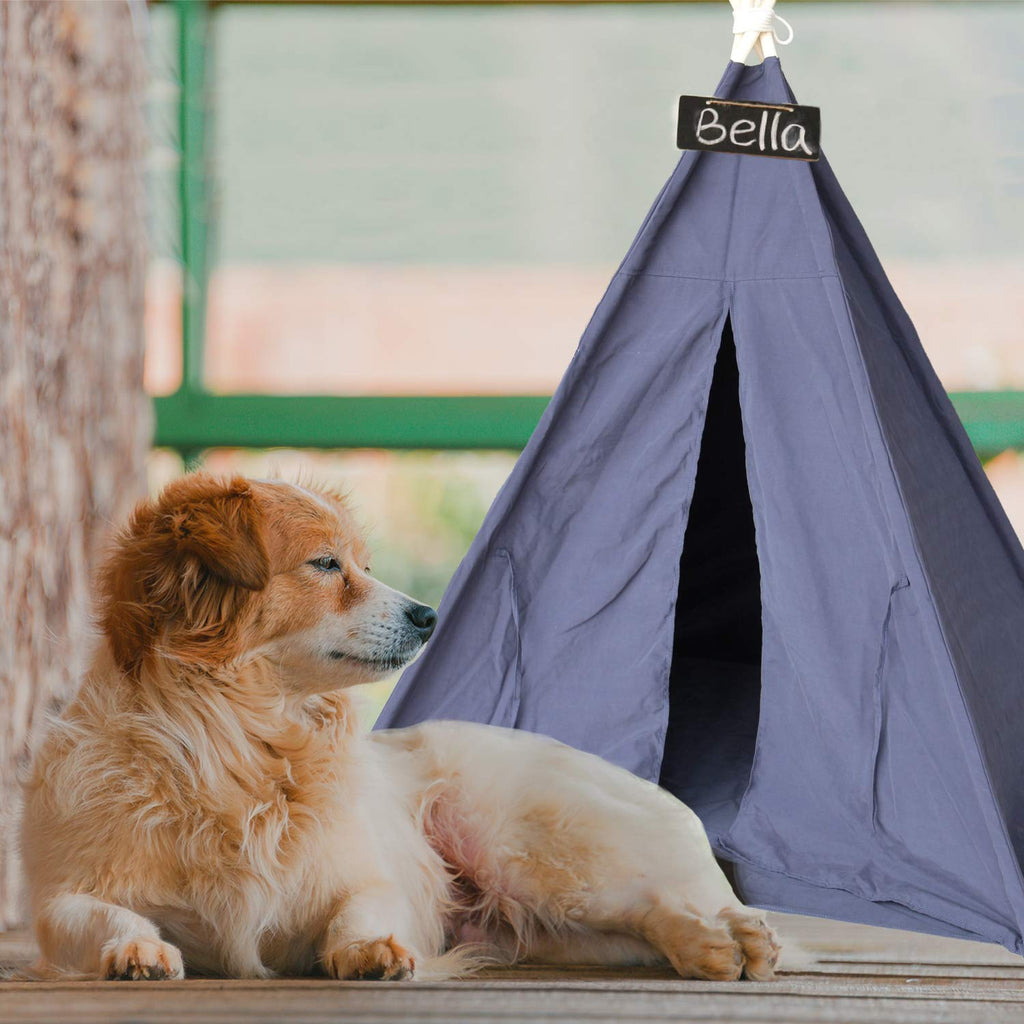 Large Dog Teepee Tent for Dogs, Large Dogs Tents Bed with Mat for Dogs Cats, 36inches Large Pet Teepee with Stablilizer & Blackboard 07H Dog Teepee - PawsPlanet Australia