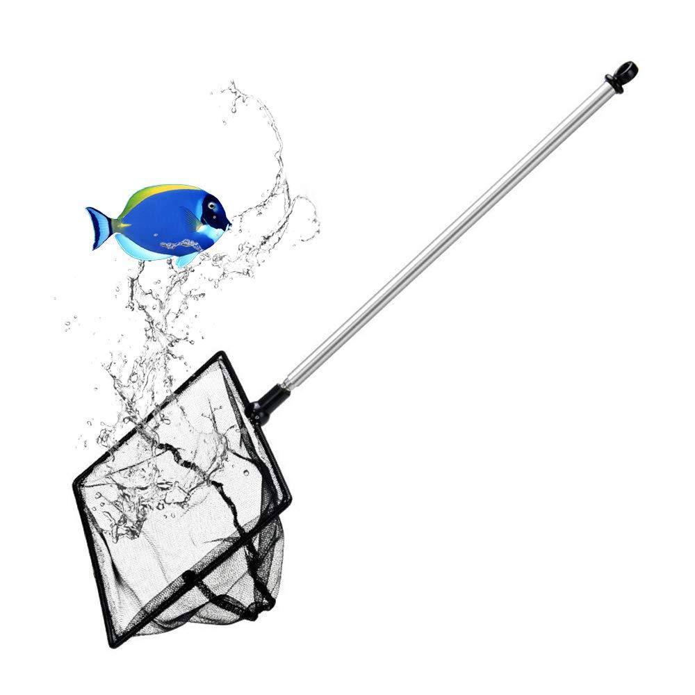 [Australia] - Grepol Aquarium Fish Net, Fine Mesh Fish Tank Cleaner with Extendable 9-24 inch Long Handle, Stainless Steel Quick Catch Fish Tank Net Accessories. 5 Inch 