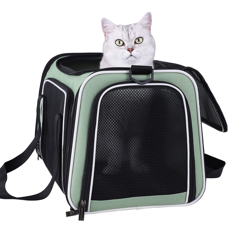 petisfam Soft Pet Carriers for Medium Cats and Small Dogs, Airline Approved, Auto-Safe, Top Loading, Easy Storage Green - PawsPlanet Australia