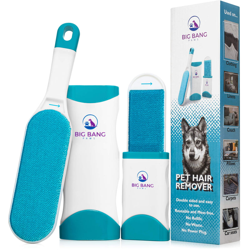 Pet Hair Remover brush - dog hair remover - lint brush pet hair remover for couch - reusable fur remover for furniture, clothing and car - light pet dander remover with clear instruction manual - PawsPlanet Australia