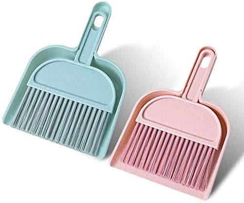 MMBOX Mini Dustpan and Brush Set, Multi-Functional Cleaning Tool with Hand Broom Brush, Plastic Dust Pan, Pack of 2 Set (Pink & Blue) Pink & Blue - PawsPlanet Australia