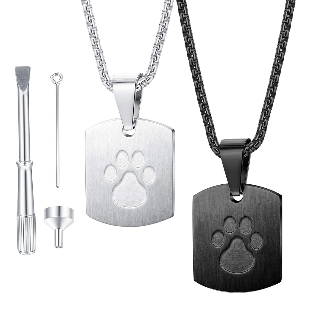 Jstyle 2Pcs Urn Necklace for Ashes for Pet Paw Print Memorial Ash Pendant Necklace Cremation Jewelry for Dog's Ashes with Filling Kit - PawsPlanet Australia