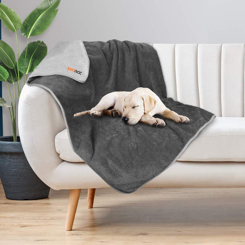 [Australia] - Petacc Waterproof Dog Blankets with Reversible Design, Liquid Proof Pet Blanket for Bed Couch Sofa, Soft Warm Flannel Sherpa Sleep Mat for Dog Cat, Waterproof Dog Bed Cover-Machine Washable S (50" x 40") 
