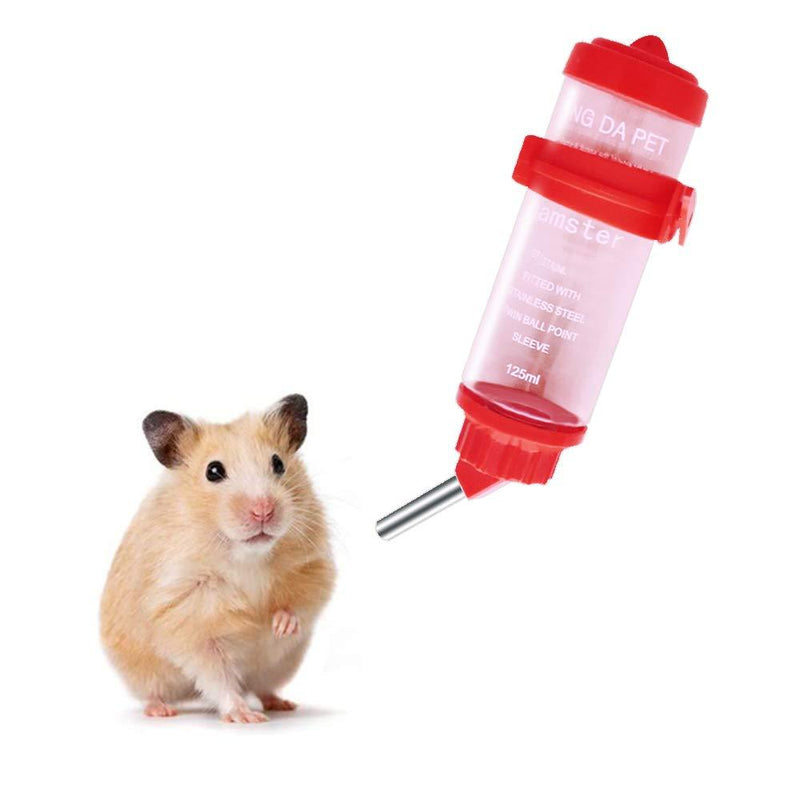 WishLotus Hamster Dispenser Bottle, No Drip Plastic Hanging Water Bottle 125ml Automatic Water Bottle Dispenser Cage Bowl with 2 Rolling Ball for Small Animal Guinea Pig, Gerbil, Chinchilla (Red) Red 2 Balls - PawsPlanet Australia