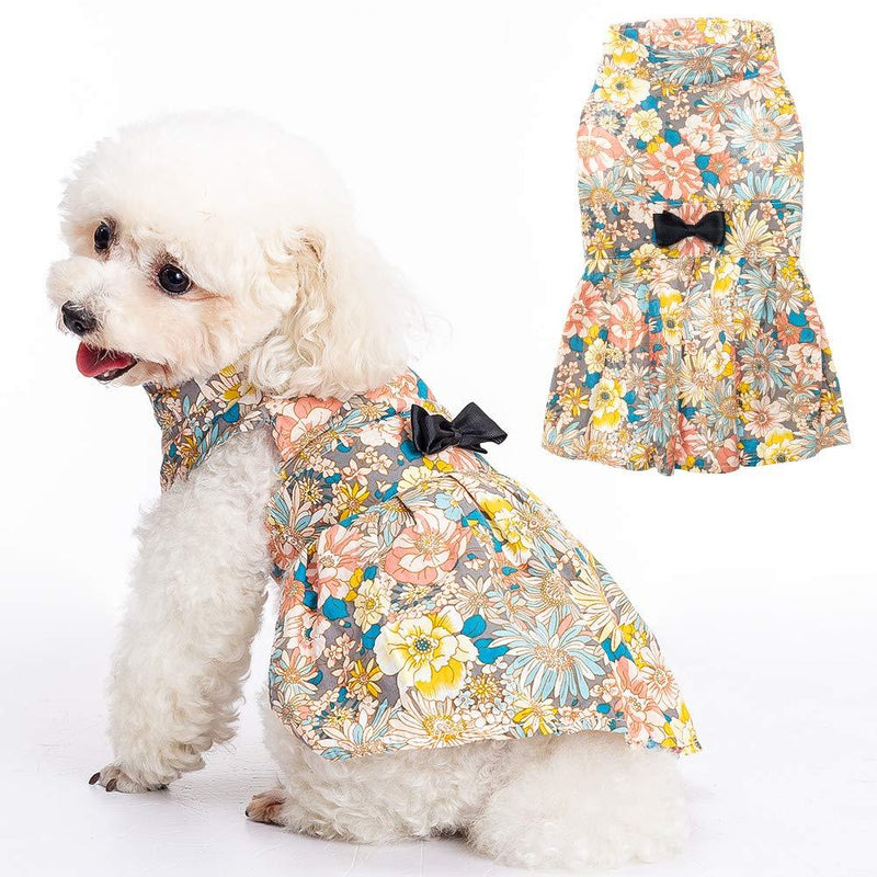 SCENEREAL Cute Flower Girl Dog Dress Pet Clothes - Beautiful Pet Puppy Skirt Full of Flower Patterns, Perfect for Daily Wear, Holidays and Taking Photos Small - PawsPlanet Australia