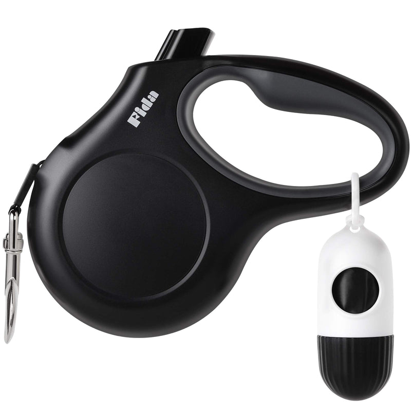 Fida Retractable Dog Leash with Dispenser and Poop Bags for X-Small/Small/Medium/Large Breed, 16 ft Heavy Duty Pet Walking Leash, Anti-Slip Soft Handle, Reflective Strong Nylon Tape, One-Handed Brake X-Small, 10ft Black - PawsPlanet Australia