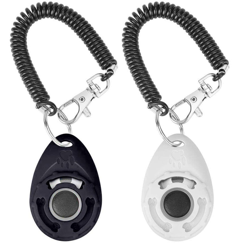 Acehome 2 Pack Dog Training Clicker with Wrist Strap, Pet Training Clicker with Big Button Effective Behavioral Training Tool for Cats Birds Puppy Recall (Black & White) Black & White - PawsPlanet Australia