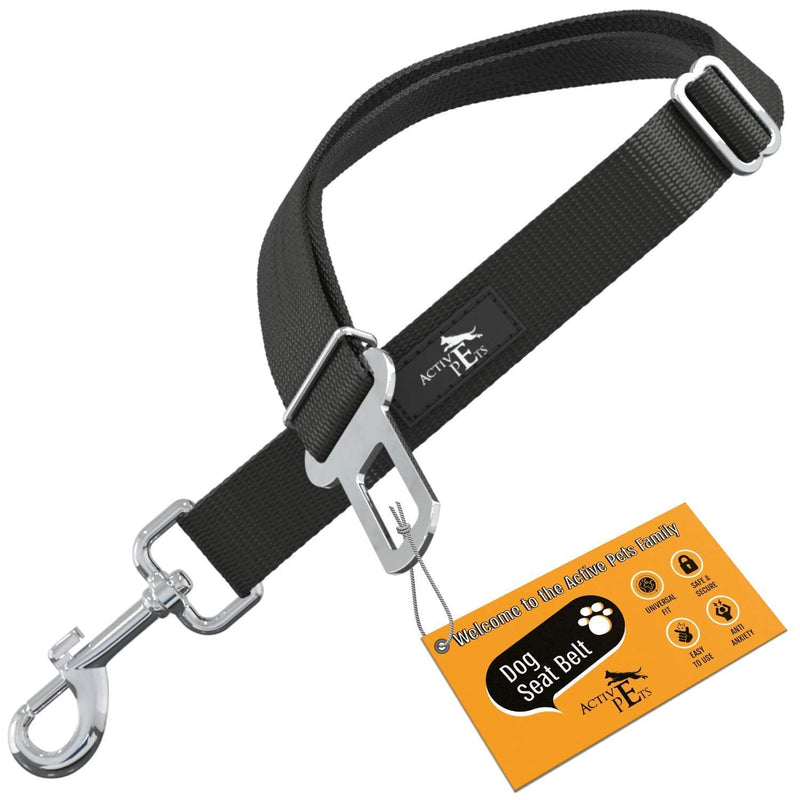Active Pets Dog Car Harness - Dog Seatbelts for Cars, Trucks, Travel - Tether Belt for Small & Large Dogs 1 Pack Black - PawsPlanet Australia