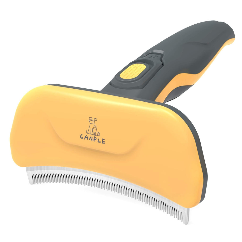 [Australia] - Canple Deshedding Brush Groom Comb 4 inches Curved Edge Long & Short Teeth Undercoat Grooming & Shedding Tool for Short, Medium and Long Hair Dogs and Cats (4 inches) 
