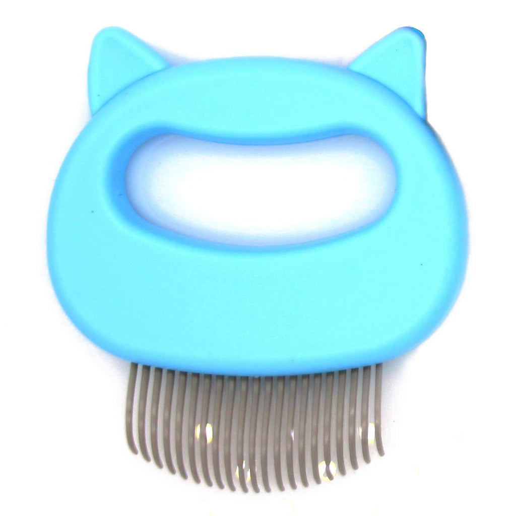 [Australia] - Cat Massage Shell Comb for Grooming and Hair Removal Blue 