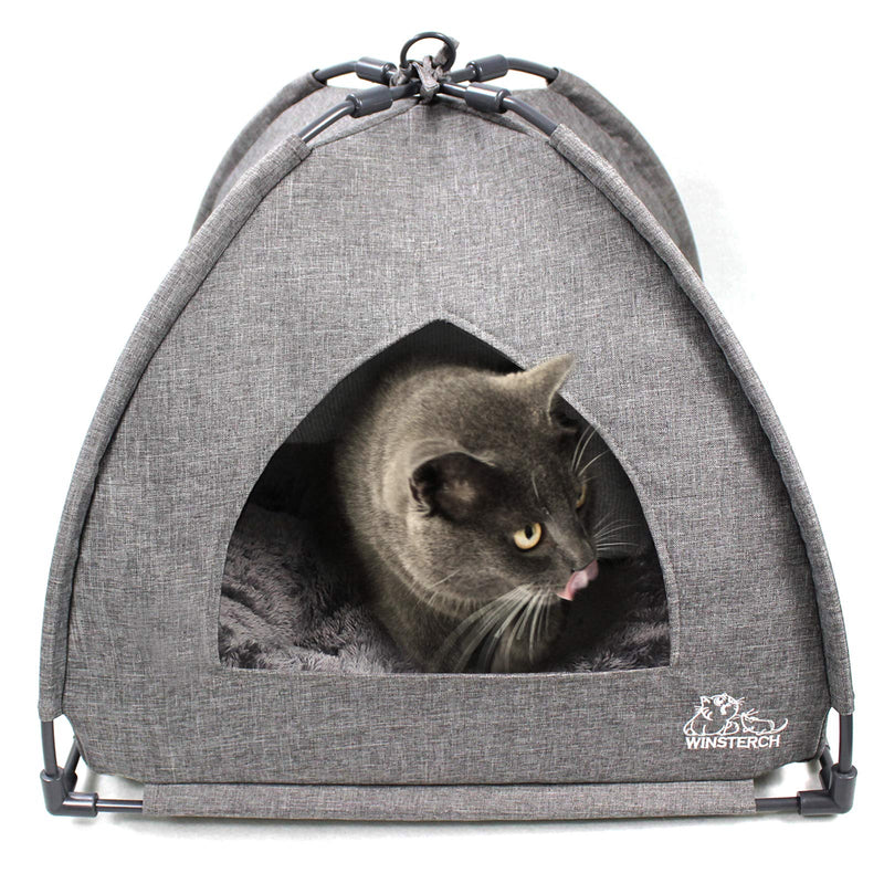 Winsterch Cat Bed Cave for Indoor Cats,Pet Tent Cave for Cats Small Dogs Kitten Bed with Removable Washable Cushion 18.5'' x 18.5'' x 15.8'' Grey - PawsPlanet Australia