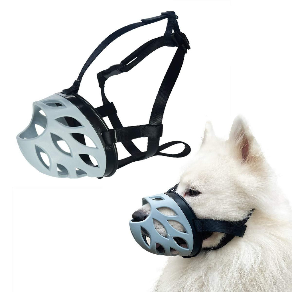 [Australia] - Dog Muzzle to Prevent Barking, Biting and Chewing, Soft Rubber Basket Muzzle for Small, Medium and Large Dogs 1 - Toy Poodle Grey 