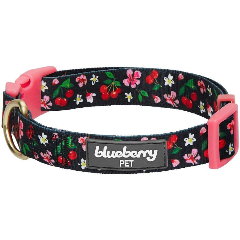 [Australia] - Blueberry Pet 10 Patterns Spring Scent Floral Dog Collars, Personalized Collars Regular Collar - X-Small Black 