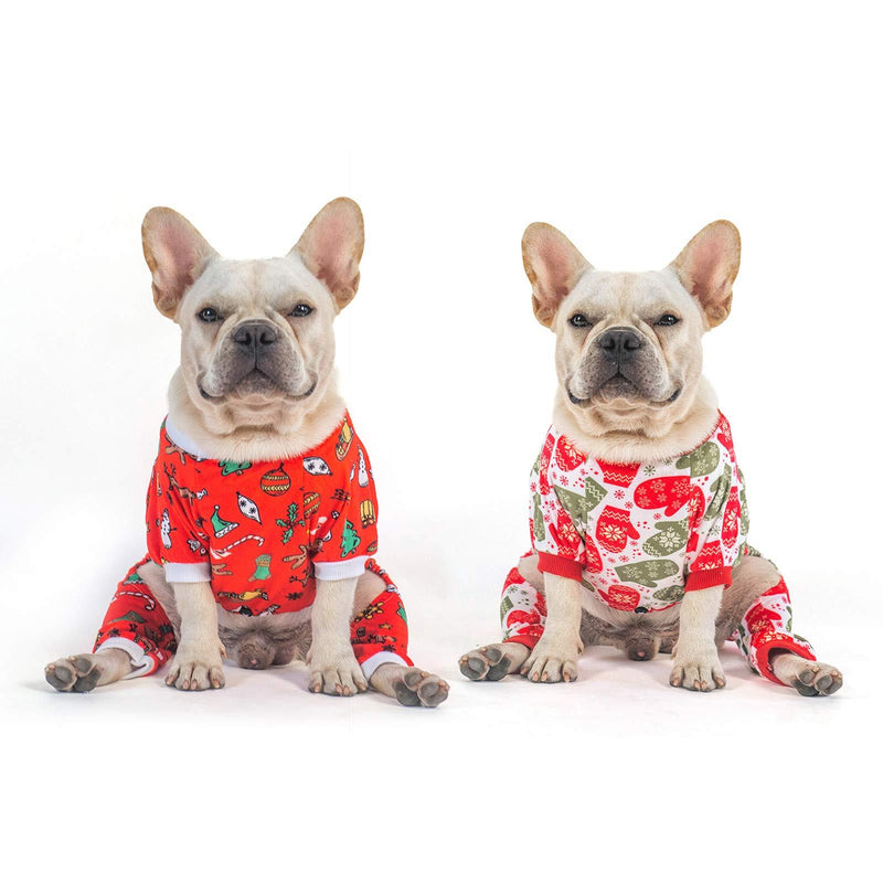 CuteBone Christmas Dog Pajamas for Small Dogs Shirts, 2 Pack, 2SY10XS X-Small 1#Christmas(Pack of 2) - PawsPlanet Australia