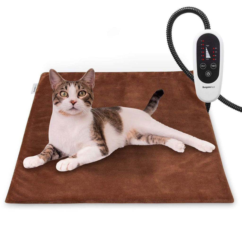 BurgeonNest Pet Heating Pad for Dogs Cats with Timer, 28" x 16" / 18" x 16" Upgraded Electric Heated Dog Cat Pad Temperature Adjustable Pet Bed Warmer Blanket Mat Auto Power-Off 18 X 16 INCH - PawsPlanet Australia