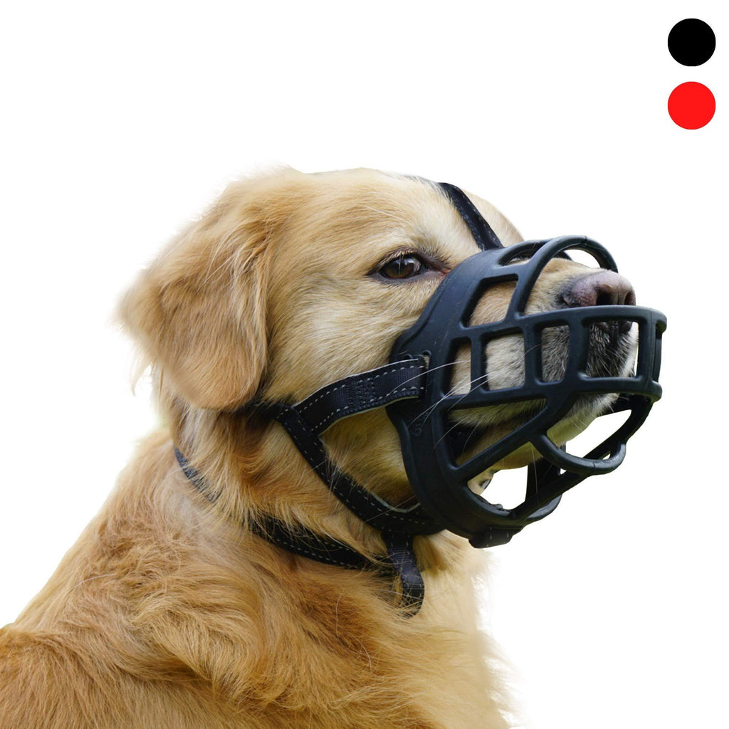[Australia] - MATCHY2U Soft Silicone Basket Dog Muzzle - Allows Dogs to Pant Eat Drink, Prevents Biting Barking and Chewing, Safe Handling During Grooming Training or Travelling, Used with Regular Collar 1 (Snout 7-8") Black 