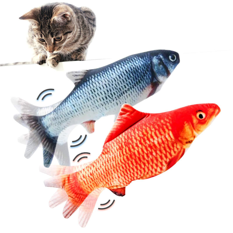 TOOGE Cat Toys for Indoor Cats, 2 Pack Electric Moving Fish Cat Toy Realistic Interactive Flopping Fish Cat Kicker Catnip Toys - PawsPlanet Australia