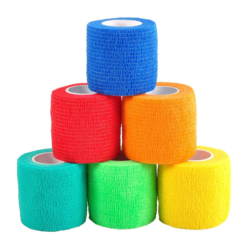 Berolle 6 Rolls 30 Yards Pet Vet Wrap Cohesive Bandages Self Adhesive Bandage Non-woven Elastic Sports Bandages for Wrist and Ankle Sprains Swelling（5cm Wide） 5cm Wide - PawsPlanet Australia