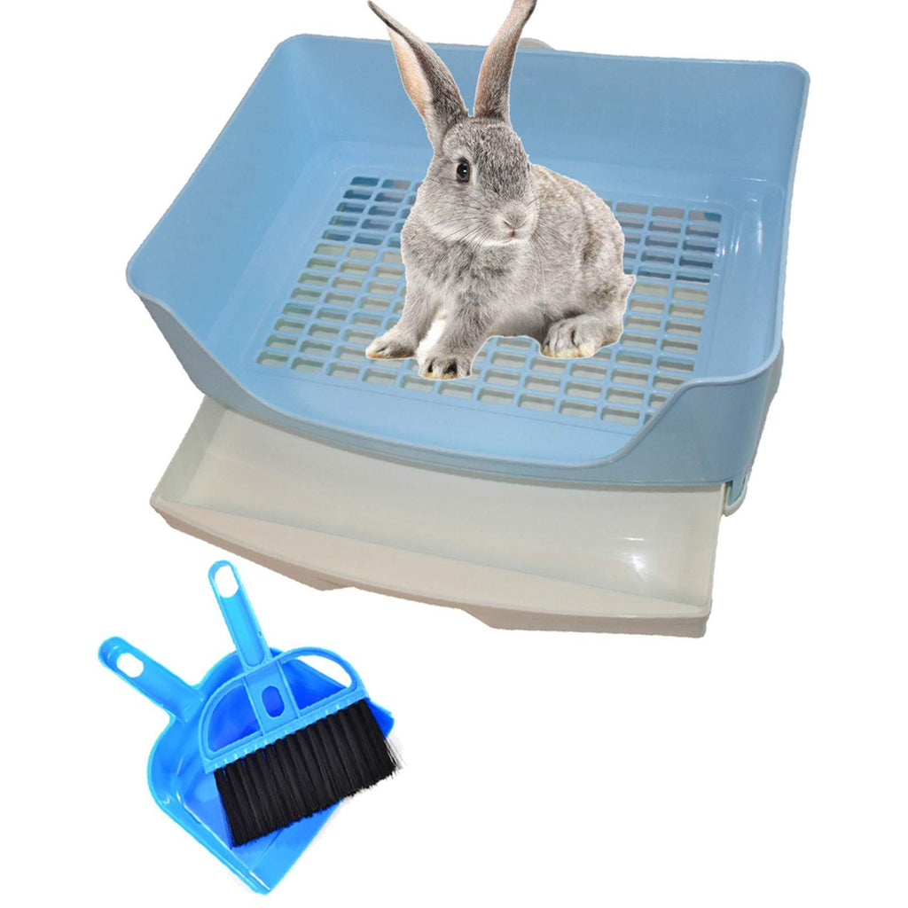 PINVNBY Large Rabbit Litter Box Bigger Pet Litter Pan Trainer with Drawer Corner Toilet Box for Adult Guinea Pigs Chinchilla Ferret Hedgehog Small Animals Blue - PawsPlanet Australia