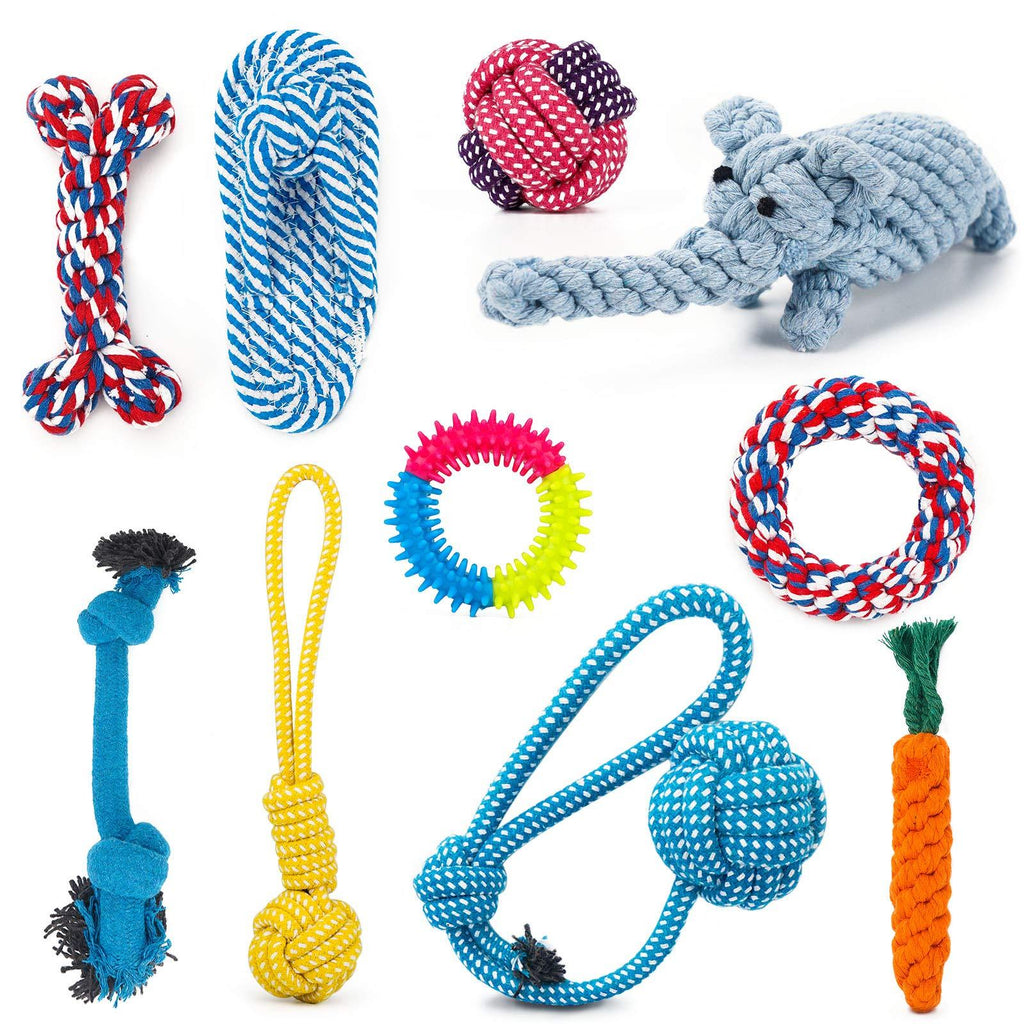[Australia] - Petarty Assorted Dog Toys, Variety Rope Toy, Durable Natural Cotton Dog Chew Toys Pack, Assortment of Interactive Play Toys for Small Medium Dogs Teething, Indoor Outdoor Enrichment, Release Boredom Elephant Set 