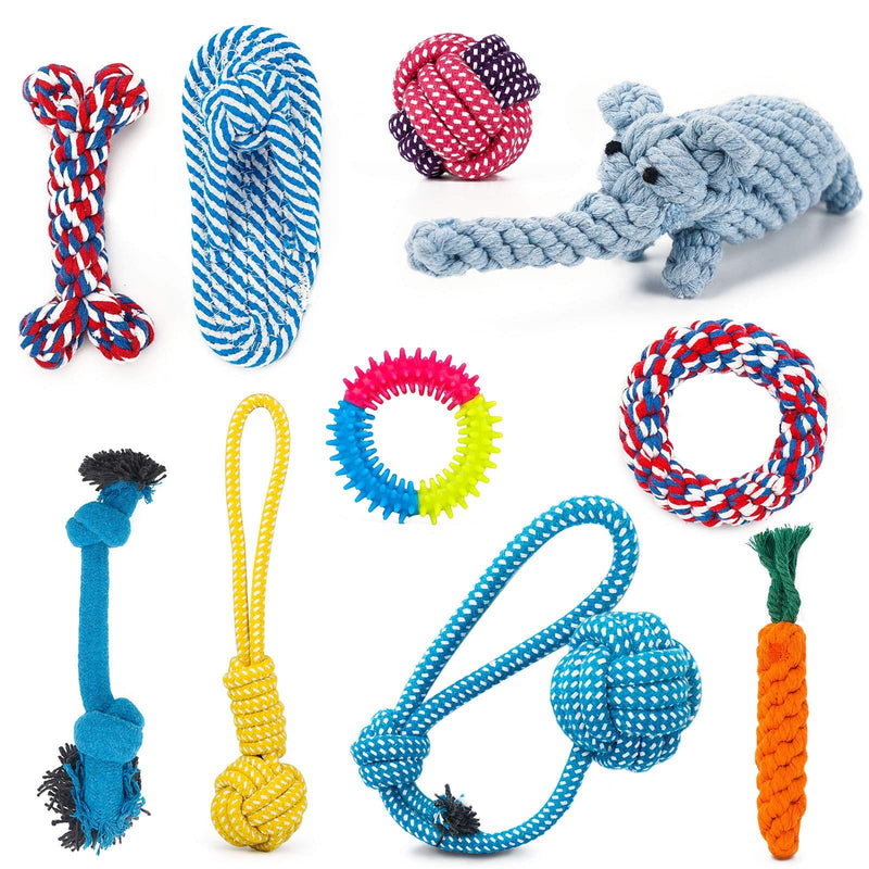 [Australia] - Petarty Assorted Dog Toys, Variety Rope Toy, Durable Natural Cotton Dog Chew Toys Pack, Assortment of Interactive Play Toys for Small Medium Dogs Teething, Indoor Outdoor Enrichment, Release Boredom Elephant Set 