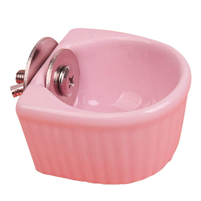 Small Animals Bowl, Detachable Cage Feeder Pet Ceramic Water & Food Feeder , Small Animal Supplies for Rabbit Parrot Squirrels Chinchilla Hamster Ferret (Pink, S) Pink - PawsPlanet Australia