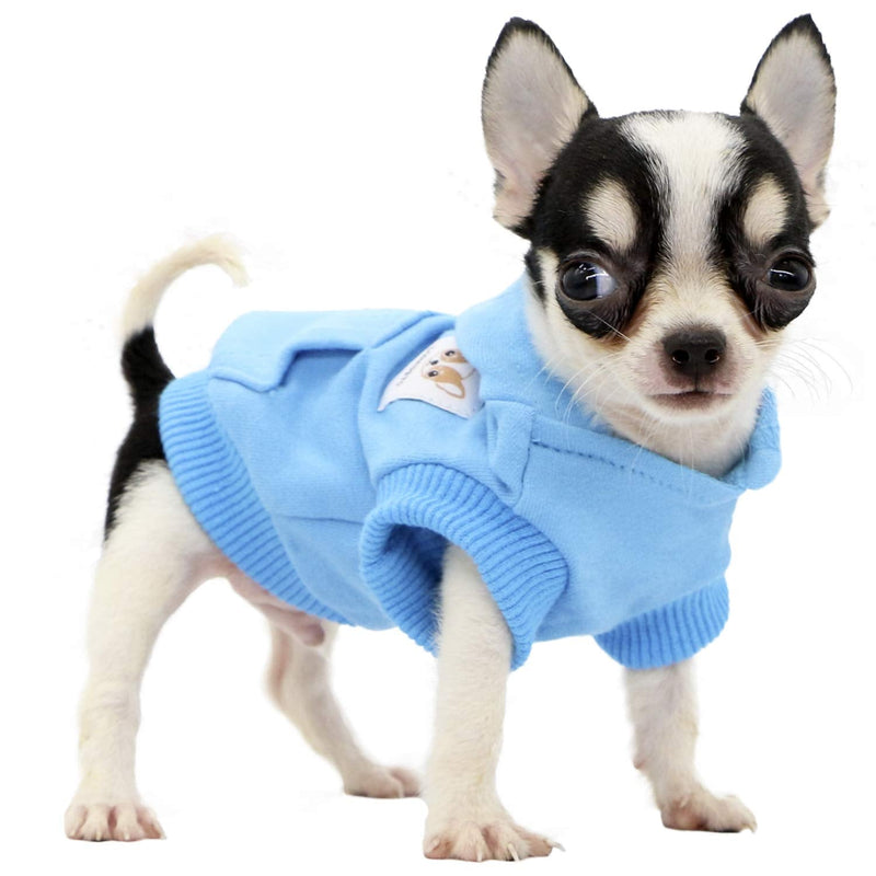 LOPHIPETS Dog Cotton Hoodies Sweatshirts for Puppy Small Dogs Chihuahua XX-Small (Pack of 1) Cambridge Blue - PawsPlanet Australia