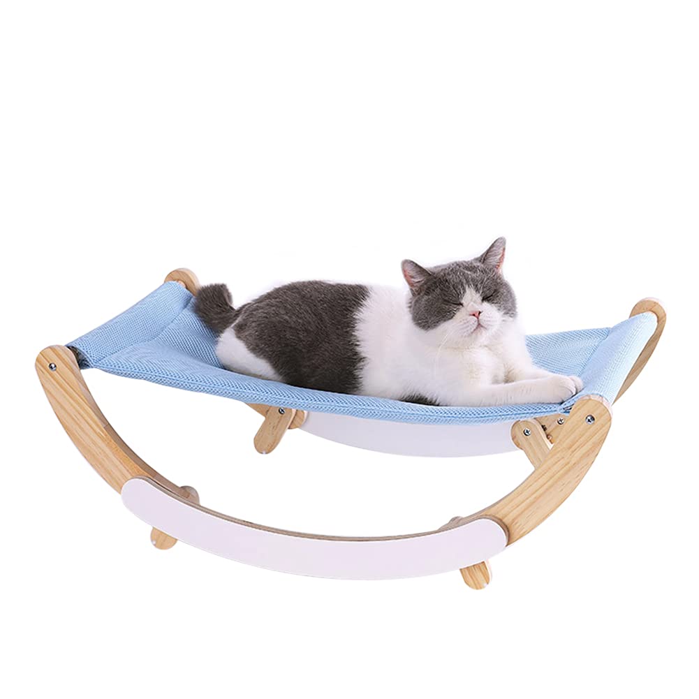 JAYLINNA 2 in 1 Cat Bed for Indoor Cats Flexible Cat Hammock for Kittens Cosy Cat Rocking Bed Blue - PawsPlanet Australia