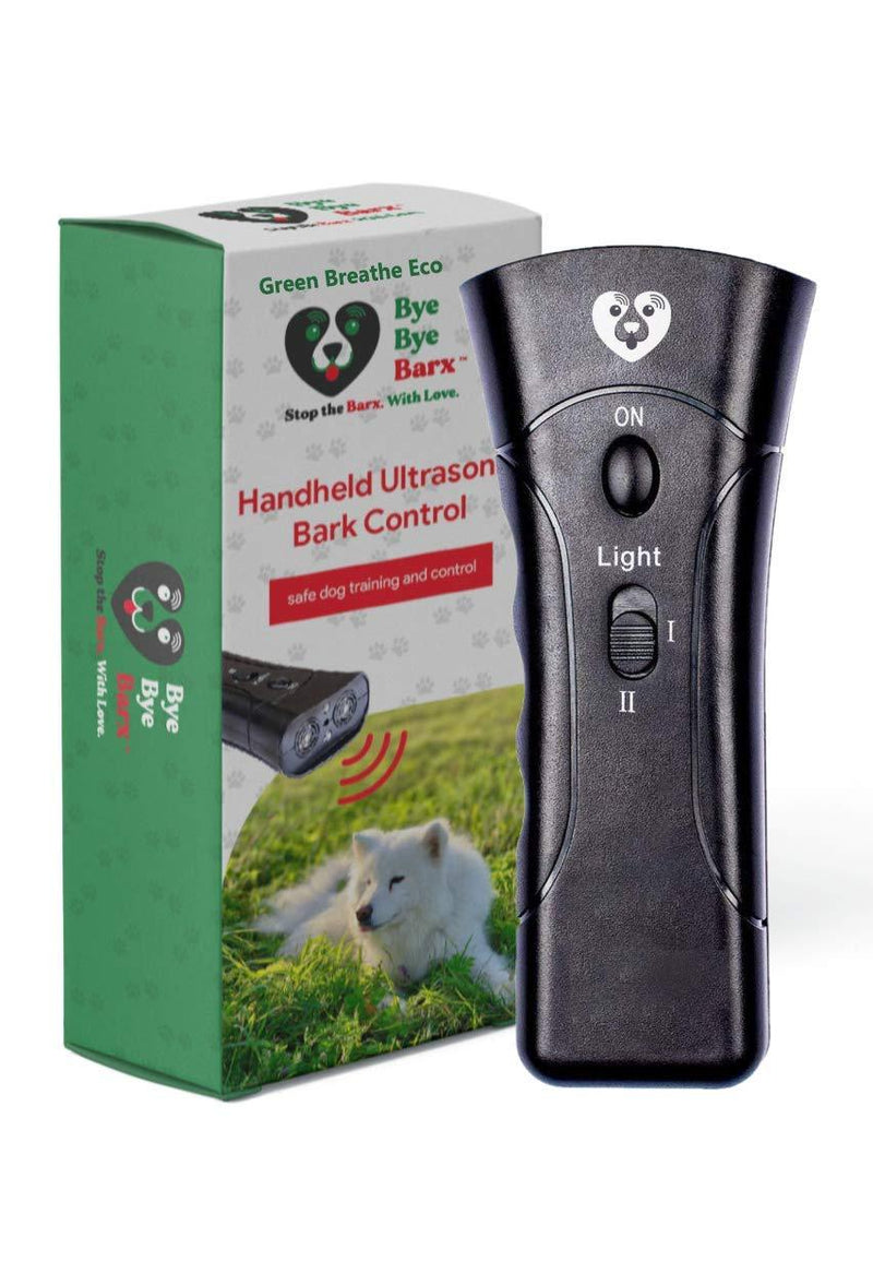 GREEN BREATHE ECO Bye Bye Barx Anti Barking Device | Ultrasonic Dog Bark Deterrent for Small or Medium Dog | 3 in 1 Dog Training Aid | Control Range of 35 Ft. | No Bark Devices with LED Flashlight - PawsPlanet Australia