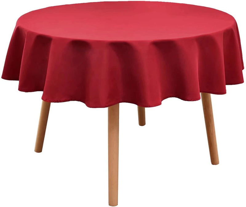 Round Tablecloth - 90" Inch Water Resistant and Wrinkle Free Table Cloths Spill Proof Washable Polyester Table Cover for Dining, Kitchen, Wedding, Parties etc, Red 90 inch - PawsPlanet Australia